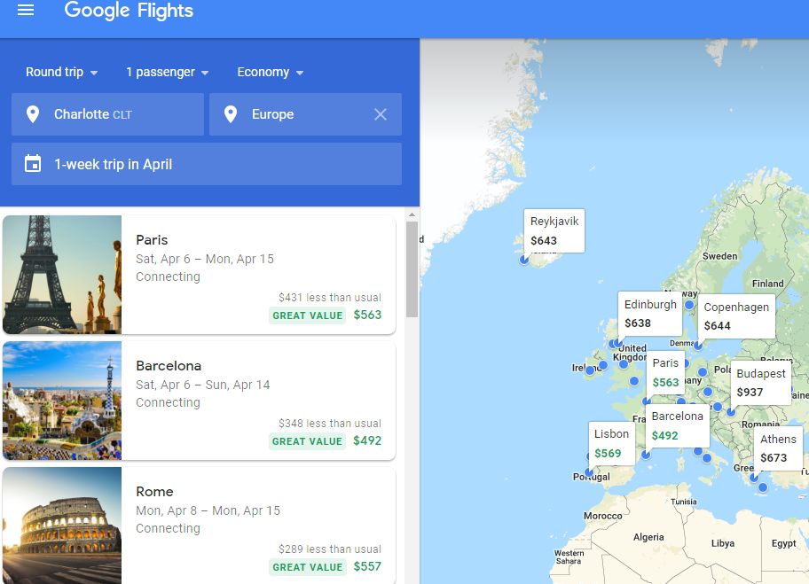 flights from Charlotte